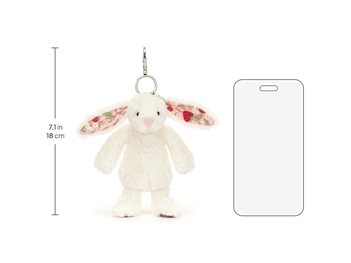 Blossom Cream Bunny Berry Bag Charm, size chart